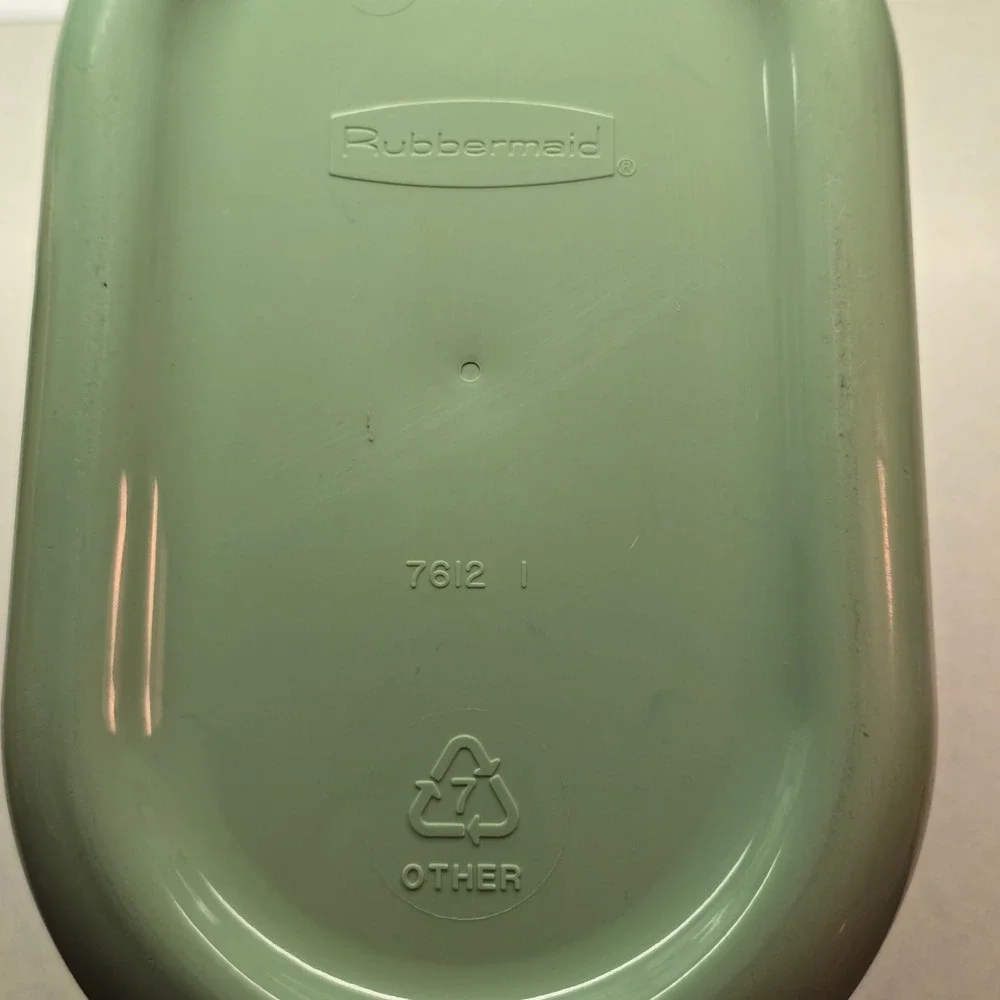 Rubbermaid 7612 Wastebasket Vintage Sage Green Oval Trash Can Retro MCM Style